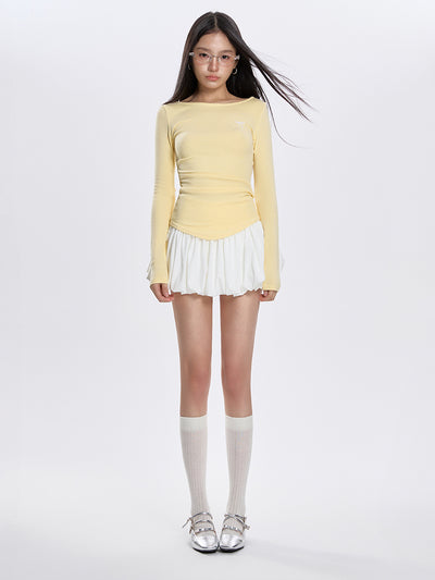 Blusa Plisada Cuello Redondo Manga Larga Versátil para Primavera - Image 13