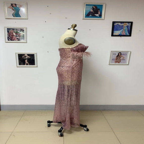 Vestido Tubo Lentejuelas Elegancia Temperamento Mujer