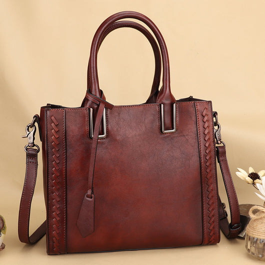 Bolsa Mensajera de Cuero Genuino Hecha a Mano para Mujer