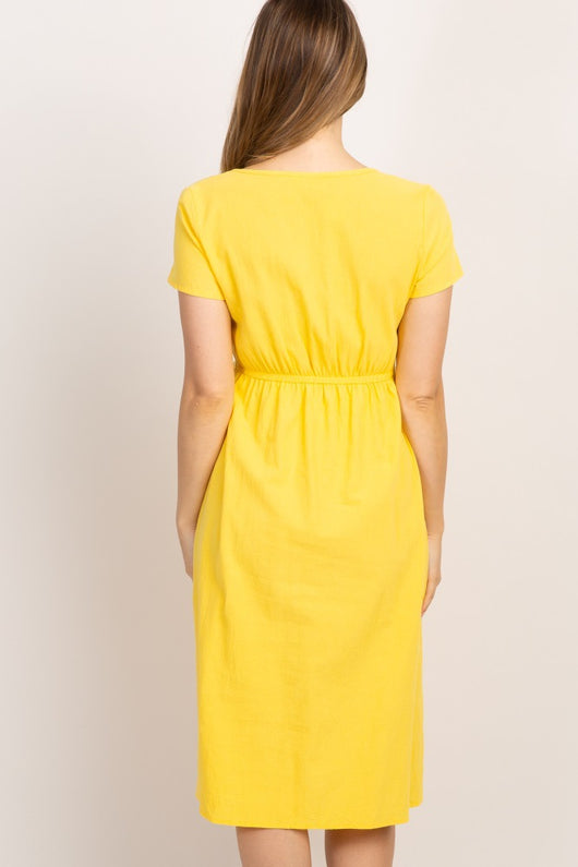 Vestido Largo Holgado Cuello Redondo Manga Corta Color Liso - Image 5