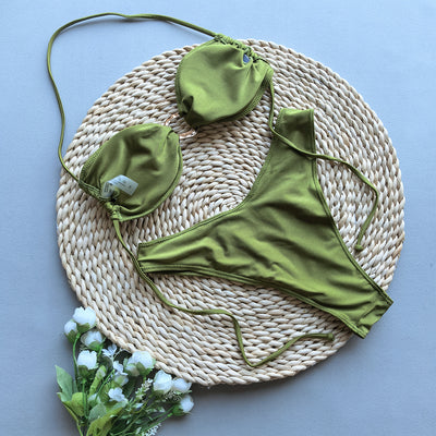 Bikini Dos Piezas Liso de Colores Vibrantes para Mujer - Image 9