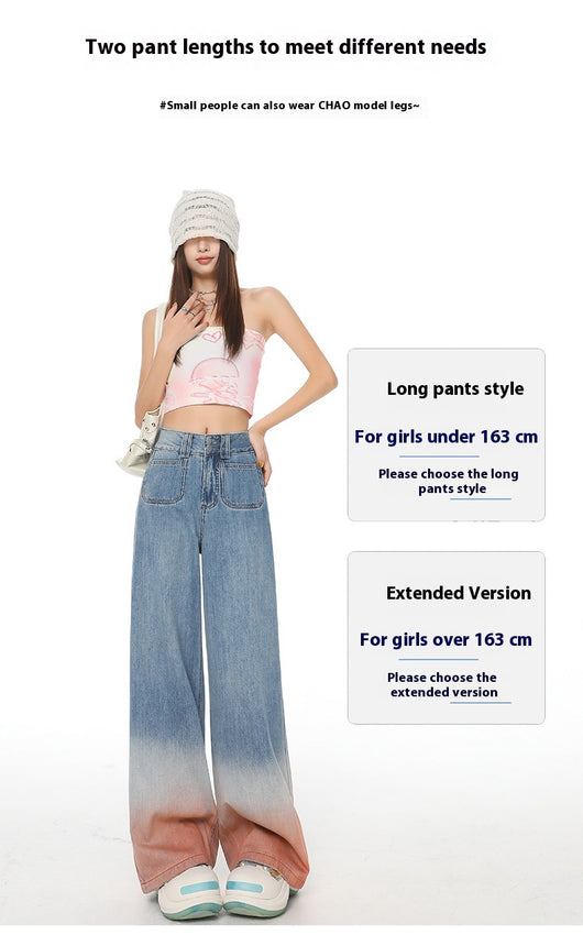 Pantalones Vaqueros Cintura Alta Pierna Ancha Degradado - Ajuste Holgado para Mujer - Image 12