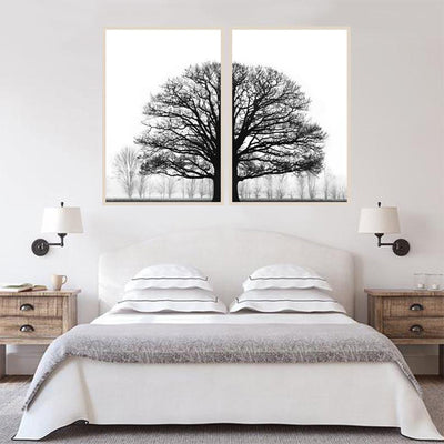 Cuadro Decorativo Moderno Árboles Invernales en Blanco y Negro - Image 3