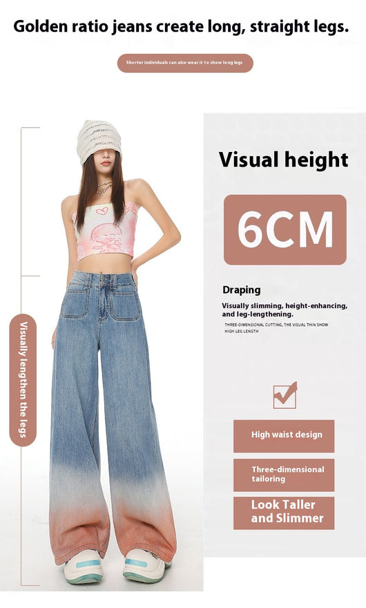 Pantalones Vaqueros Cintura Alta Pierna Ancha Degradado - Ajuste Holgado para Mujer - Image 11