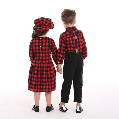 Conjunto Festivo a Cuadros para Hermanos: Camisa y Peto - Image 19
