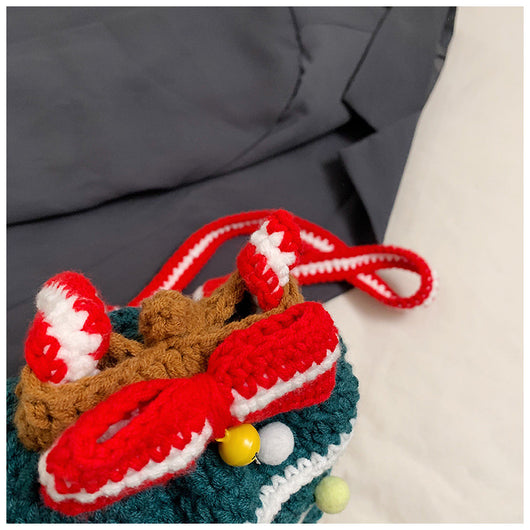 Bolso Cuadrado Navideño de Punto con Árbol de Navidad y Bloques de Color - Image 19