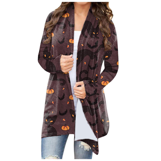 Abrigo Casual Versátil con Temática Halloween para Mujer - Image 21