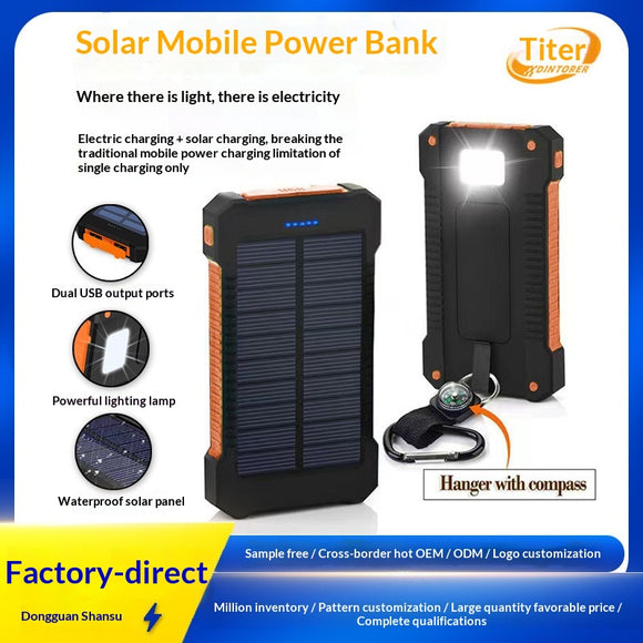 Batería Solar Portátil 20000mAh con Linterna LED y Protección Waterproof