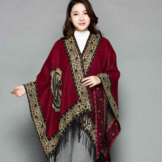 Poncho Étnico Nepali Extra Grande Acolchado para Otoño e Invierno - Image 9