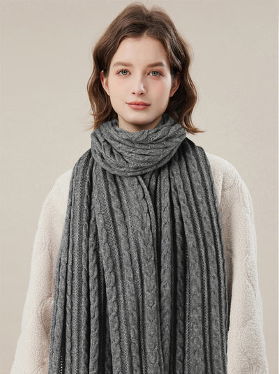 Bufanda Larga de Lana Tejida Estilo Coreano - Abrigo Versátil para Invierno - Image 23