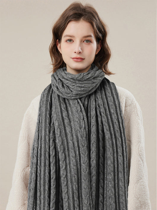 Bufanda Larga de Lana Tejida Estilo Coreano - Abrigo Versátil para Invierno - Image 23