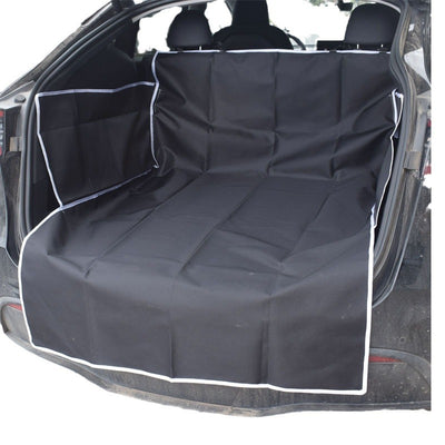 Black dog car mat covering the trunk and rear seat of a grey SUV, with a German Shepherd lying on it. - Image 5