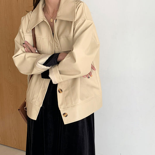 Chaqueta Corta de Cuero PU - Estilo Primavera y Otoño