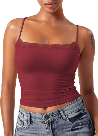 Camiseta Sexy de Encaje con Cuello Cuadrado sin Mangas - Image 10
