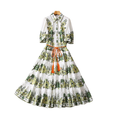 Vestido Camisero Elegante con Estampado Floral y Cordones - Image 5