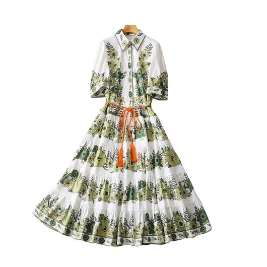 Vestido Camisero Elegante con Estampado Floral y Cordones - Image 5