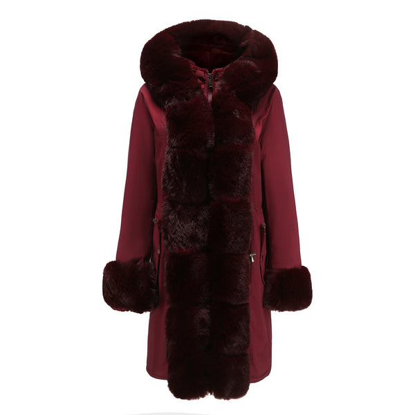 Abrigo Acolchado para Mujer con Cuello de Piel Desmontable - Parka Midi Elegante - Image 3