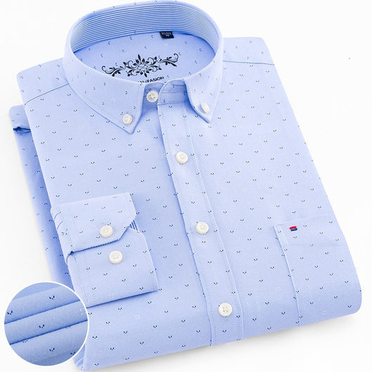 Camisa Oxford de Algodón Casual para Hombre - Manga Larga Color Sólido - Image 11