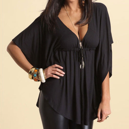 Blusa Manga Murciélago Mujer - Camisa Lisa Elegante