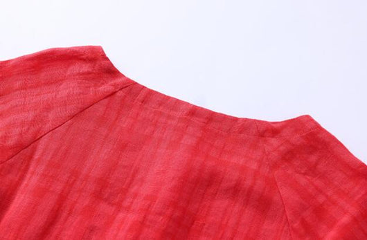 Vestido Largo de Lino y Algodón con Cuello en V y Bordado Jacquard Literario - Image 12