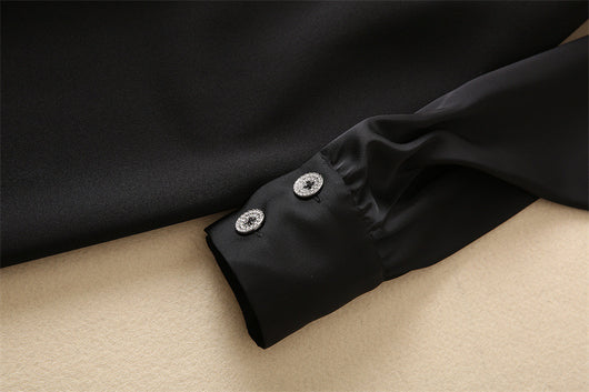 Jumpsuit Ejecutivo de Manga Larga con Cintura Ajustada Negro - Image 4
