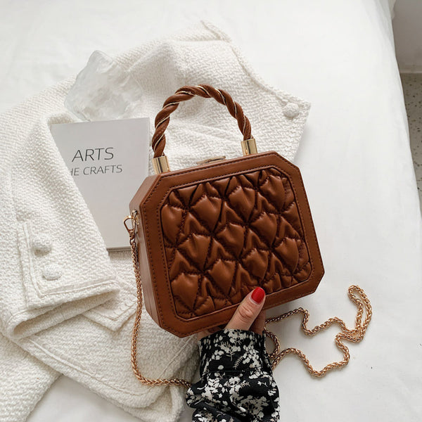 Bolso Cuadrado Pequeño PU Estilo Coreano con Cadena Elegante