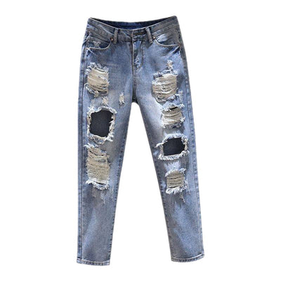 Pantalones Harem Rotos Estilo Coreano - Jeans Sueltos Versátiles para Mujer - Image 4