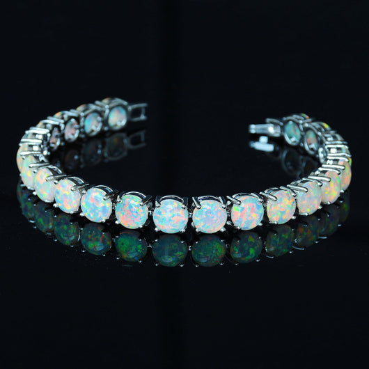 Pulsera de Ópalo Azul Blanco 8MM - Elegancia Natural - Image 4