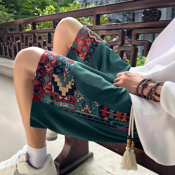 Pantalones Cortos Étnicos Holgados para Hombre