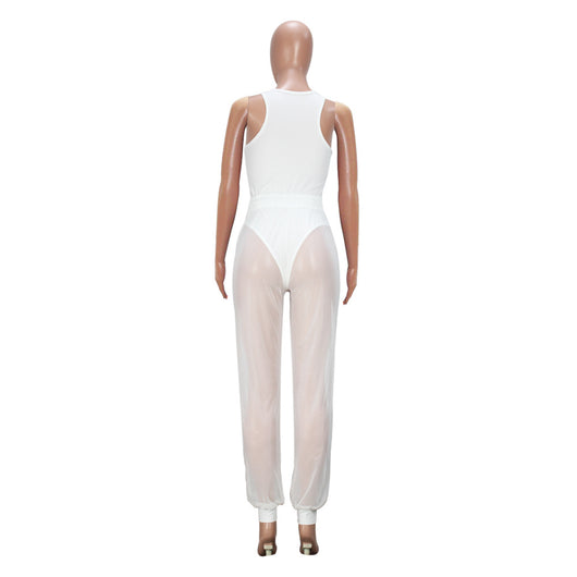 Pantalones Mesh Transparentes con Cordones - Estilo Europeo y Americano - Image 3