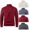 Men's Casual Sweater with Mandarin Collar and Skewed Buttons
