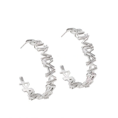 Aretes de Letras Metálicas Personalizadas Estilo Ins - Pendientes C - Image 10