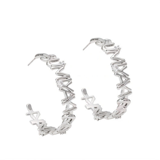 Aretes de Letras Metálicas Personalizadas Estilo Ins - Pendientes C - Image 10
