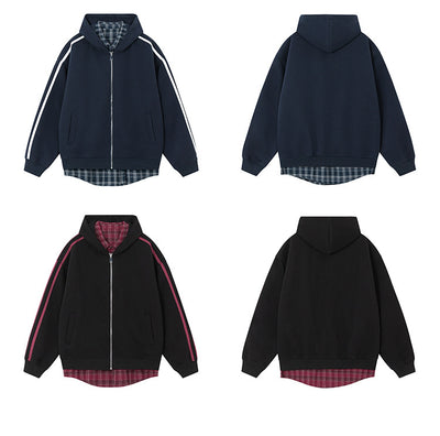 Cardigan Abrigo Cuadrillé con Capucha y Detalles Combinados - Image 13