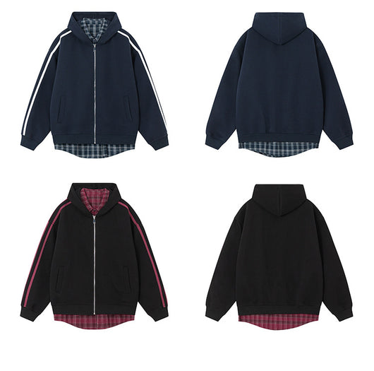 Cardigan Abrigo Cuadrillé con Capucha y Detalles Combinados - Image 13