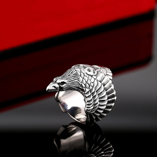 Anillo de Acero Inoxidable Personalizado con Cuervo para Hombre - Image 5