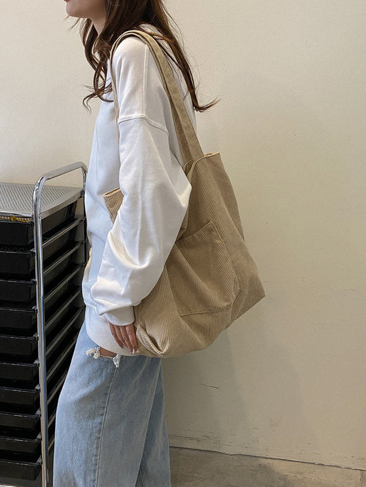 Bolso de Hombro Corduroy Capacidad Grande - Estilo Literario y Versátil - Image 13