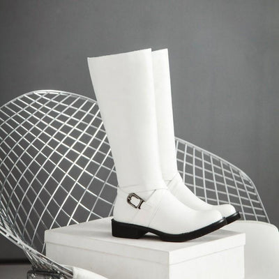 Botas Altas de Cuero PU con Hebilla - Estilo Ecuestre Elegante - Image 5