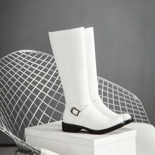 Botas Altas de Cuero PU con Hebilla - Estilo Ecuestre Elegante - Image 5