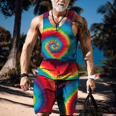 Conjunto Hip Hop Urbano: Camiseta sin Mangas Estampada + Shorts Coloridos - Image 8