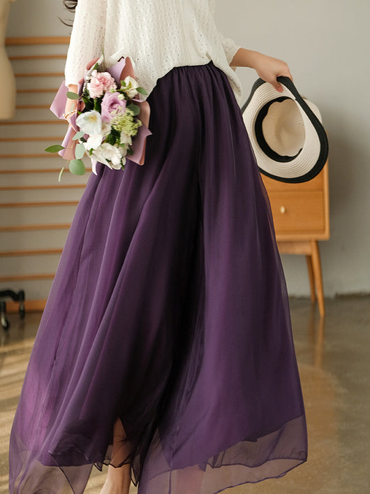 Pantalones Anchos de Cintura Alta en Malla y Gasa - Comodidad Elegante - Image 7