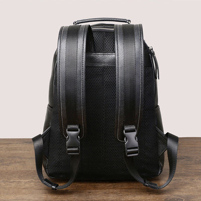 Mochila de Viaje en Cuero con Contraste de Colores para Hombre - Image 9
