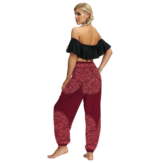 Pantalones Yoga Sueltos con Estampado Étnico y Cintas en Tobillos para Mujer - Image 24