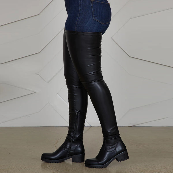 Botas Largas Elásticas de PU para Mujer
