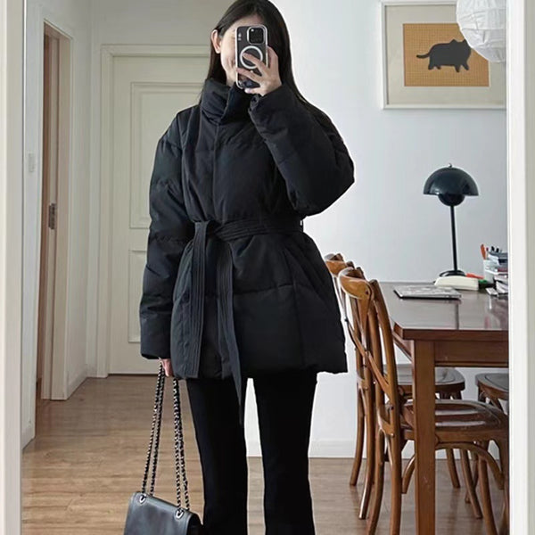 Chaqueta de Algodón con Cordones y Control de Cintura para Mujer