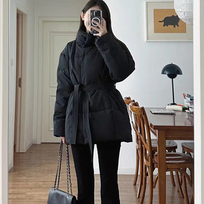 Chaqueta de Algodón con Cordones y Control de Cintura para Mujer