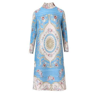 Vestido Drapeado de Alta Costura con Estampado Francés - Image 10
