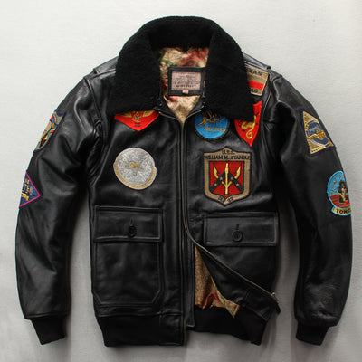 Chaqueta de Cuero para Motociclista con Bordados Artesanales
