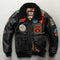 Chaqueta de Cuero para Motociclista con Bordados Artesanales