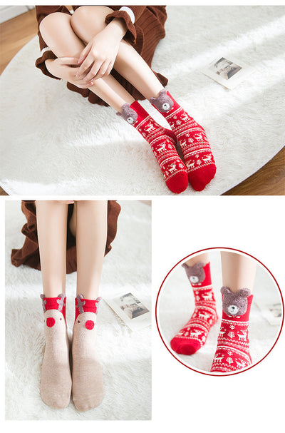 Calcetines Navideños de Algodón Rojo Multicolor para Otoño e Invierno - Image 20